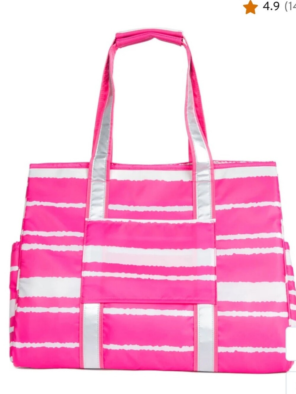 NWT Lug Set: Magenta Stripe Rover XL Tote & Trolley Travel Case, *Slight Flaw - Picture 7 of 15